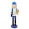 14" Blue & White Wooden Hanukkah Nutcracker with Menorah and Dreidel